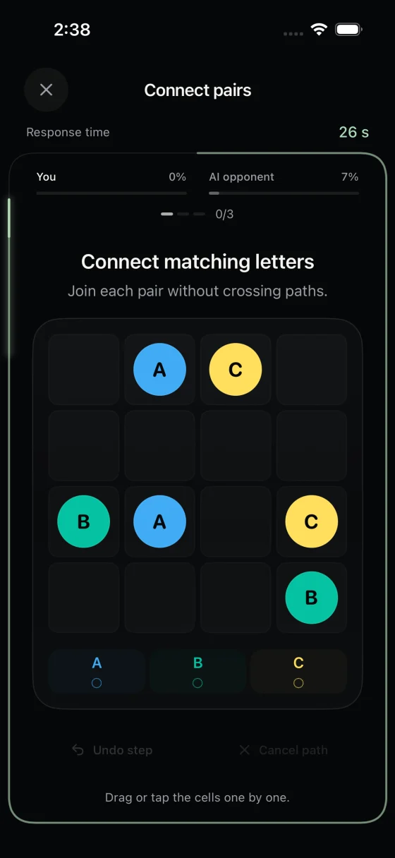 Dopally's native Connect Pairs puzzle with a colorful board, shown in English